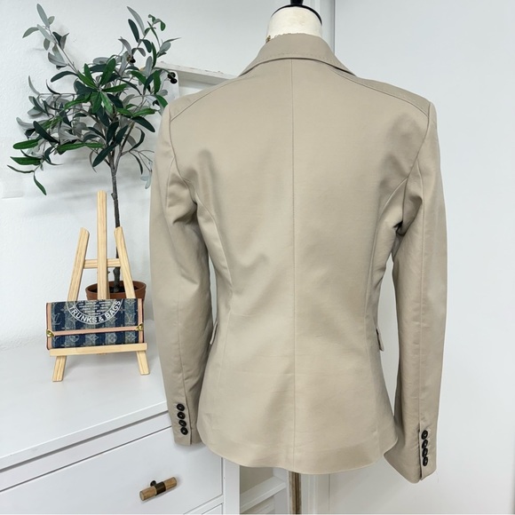 Mango Beige Tan Fitted Fully Lined Single Button Suit Blazer Size 6 - Picture 2 of 15